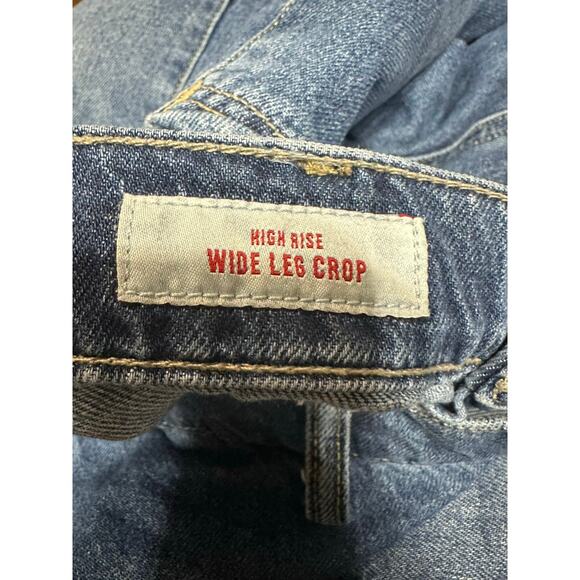 Lucky Brand High Rise Wide Leg Cropped Blue Denim Jeans Women 12/31 Grunge Y2K - Picture 3 of 11